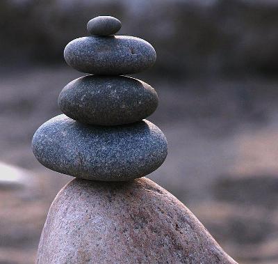 Image of stacked stones, meditative in nature